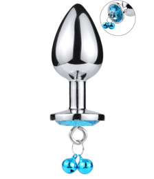 Plug bijou aluminium bleu avec clochettes Taille M -  RY-002-A-ZB
